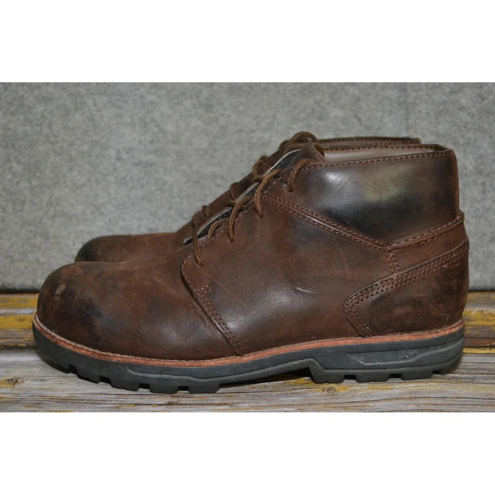 Red Wing Zinc Boots Mens 9.5 Brown Worx Chukka Leather Safety‎ Toe Ankle Work
